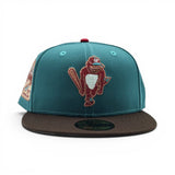 Teal Baltimore Orioles Brown Visor Gray Bottom 30th Anniversary Side Patch New Era 59Fifty Fitted