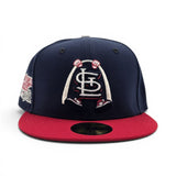 Light Navy Blue St. Louis Cardinals Cartoon Logo Red Visor Gray Bottom 1982 World Series New Era 59Fifty Fitted