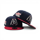 Light Navy Blue St. Louis Cardinals Cartoon Logo Red Visor Gray Bottom 1982 World Series New Era 59Fifty Fitted