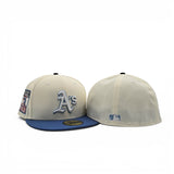 Off White Oakland Athletics Indigo Blue Gray Bottom Rickey Henderson Field Side Patch New Era 59Fifty Fitted