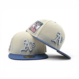 Off White Oakland Athletics Indigo Blue Gray Bottom Rickey Henderson Field Side Patch New Era 59Fifty Fitted