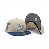 Off White Oakland Athletics Indigo Blue Gray Bottom Rickey Henderson Field Side Patch New Era 59Fifty Fitted