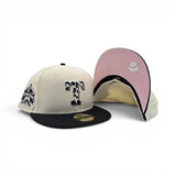 Off White Texas Rangers Cow Print Logo Black Visor Pink Bottom Final Season Side Patch New Era 59Fifty Fitted