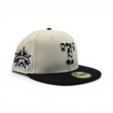 Off White Texas Rangers Cow Print Logo Black Visor Pink Bottom Final Season Side Patch New Era 59Fifty Fitted