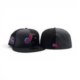 Dark Gray/Black Pinwheel Montreal Expos Black Visor Gray Bottom Olympic Stadium Side patch New Era 59Fifty Fitted