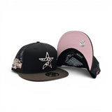 Black Trucker Cow Print Houston Astros Brown Visor Pink Bottom 2004 All Star Game Side Patch New Era 59Fifty Fitted