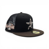 Black Trucker Cow Print Houston Astros Brown Visor Pink Bottom 2004 All Star Game Side Patch New Era 59Fifty Fitted