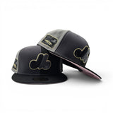 Dark Gray/Black Pinwheel Montreal Expos Black Visor Pink Bottom Olympic Stadium Side patch New Era 59Fifty Fitted