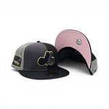 Dark Gray/Black Pinwheel Montreal Expos Black Visor Pink Bottom Olympic Stadium Side patch New Era 59Fifty Fitted