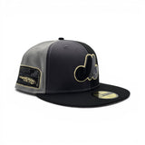 Dark Gray/Black Pinwheel Montreal Expos Black Visor Pink Bottom Olympic Stadium Side patch New Era 59Fifty Fitted