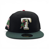 Black Texas Rangers Parrot Logo Dark Green Visor Gray Bottom Final Season Side Patch New Era Fitted
