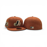Rust Orange Montreal Expos Gray Bottom Olympic Stadium Side Patch New Era 59Fifty Fitted