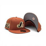 Rust Orange Montreal Expos Gray Bottom Olympic Stadium Side Patch New Era 59Fifty Fitted