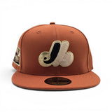 Rust Orange Montreal Expos Gray Bottom Olympic Stadium Side Patch New Era 59Fifty Fitted