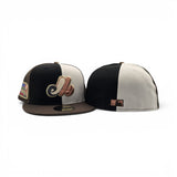 Pinwheel Black/Off White/Brown Montreal Expos Brown Visor Gray Bottom Olympic Stadium Side patch New Era 59Fifty Fitted