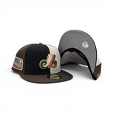 Pinwheel Black/Off White/Brown Montreal Expos Brown Visor Gray Bottom Olympic Stadium Side patch New Era 59Fifty Fitted