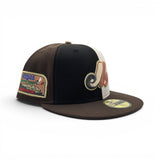 Pinwheel Black/Off White/Brown Montreal Expos Brown Visor Gray Bottom Olympic Stadium Side patch New Era 59Fifty Fitted