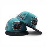 Teal Vancouver Grizzlies Black Visor Gray Bottom 1995 Inaugural Season Side Patch New Era 59Fifty Hardwood Classics Fitted