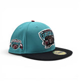 Teal Vancouver Grizzlies Black Visor Gray Bottom 1995 Inaugural Season Side Patch New Era 59Fifty Hardwood Classics Fitted