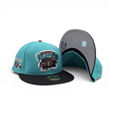 Teal Vancouver Grizzlies Black Visor Gray Bottom 1995 Inaugural Season Side Patch New Era 59Fifty Hardwood Classics Fitted