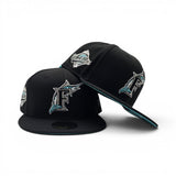 Black Florida Marlins Teal Bottom 1997 World Series Side Patch New Era 59Fifty Fitted