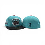 Teal Vancouver Grizzlies Black Visor Gray Bottom 1995 Inaugural Season Side Patch New Era 59Fifty Hardwood Classics Fitted