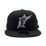 Black Florida Marlins Teal Bottom 1997 World Series Side Patch New Era 59Fifty Fitted