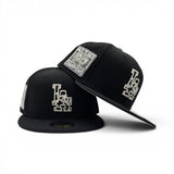 Black Los Angeles Dodgers Cow Print Logo Gray Bottom 2024/2025 Back To Back World Series Champions Side Patch New Era 59Fifty Fitted