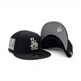 Black Los Angeles Dodgers Cow Print Logo Gray Bottom 2024/2025 Back To Back World Series Champions Side Patch New Era 59Fifty Fitted