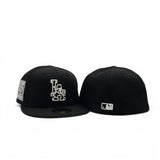 Black Los Angeles Dodgers Cow Print Logo Gray Bottom 2024/2025 Back To Back World Series Champions Side Patch New Era 59Fifty Fitted