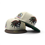 Off White Mexico Aztec Skull Warriors Brown Visor Green Bottom Aztec Skull Side Patch New Era 59Fifty Fitted