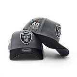 Storm Gray Los Vegas Raiders Black Curved Brim Gray Bottom 60th Season New Era A-Frame 9Forty Snapback