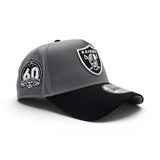 Storm Gray Los Vegas Raiders Black Curved Brim Gray Bottom 60th Season New Era A-Frame 9Forty Snapback