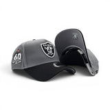 Storm Gray Los Vegas Raiders Black Curved Brim Gray Bottom 60th Season New Era A-Frame 9Forty Snapback