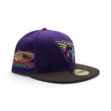 Purple Cleveland Guardians Brown Visor Gray Bottom Progressive Field Side Patch New Era 59Fifty Fitted