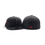 Dark Gray Houston Astros Black Heather Visor Red Bottom 2022 World Series Side Patch New Era 59Fifty Fitted
