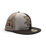 Stone/Brown/Tan/Khaki Pinwheel Seattle Mariners Cartoon Logo Brown Visor Gray Bottom 30th Anniversary Side Patch New Era 59Fifty Fitted