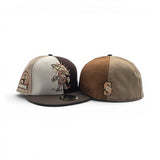 Stone/Brown/Tan/Khaki Pinwheel Seattle Mariners Cartoon Logo Brown Visor Gray Bottom 30th Anniversary Side Patch New Era 59Fifty Fitted