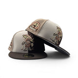 Stone/Brown/Tan/Khaki Pinwheel Seattle Mariners Cartoon Logo Brown Visor Gray Bottom 30th Anniversary Side Patch New Era 59Fifty Fitted