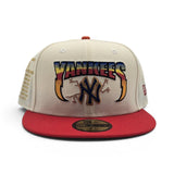 Off White New York Yankees Red Visor Green Bottom 27X World Series Champions List Side Patch New Era 59Fifty Fitted
