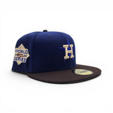 Royal Blue Houston Astros Brown Visor Gray Bottom 2022 World Series Side Patch New Era 59Fifty Fitted (Copy)