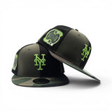 Black/Olive Green Pinwheel New York Mets Woodland Camo Visor Gray Bottom 2000 Subway Series Side Patch New Era 59Fifty Fitted