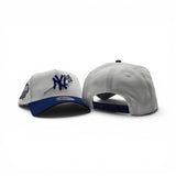 White New York Yankees Rose Logo Royal Blue Curved Brim Gray Bottom 1999 World Series Side Patch New Era 9Forty Snapback