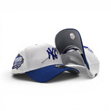 White New York Yankees Rose Logo Royal Blue Curved Brim Gray Bottom 1999 World Series Side Patch New Era 9Forty Snapback