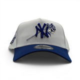 White New York Yankees Rose Logo Royal Blue Curved Brim Gray Bottom 1999 World Series Side Patch New Era 9Forty Snapback