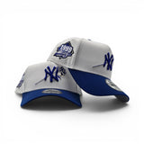 White New York Yankees Rose Logo Royal Blue Curved Brim Gray Bottom 1999 World Series Side Patch New Era 9Forty Snapback