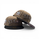Khaki Texas Rangers Black Cow Print Logo Visor Pink Bottom 40th Anniversary Side Patch New Era 59Fifty Fitted