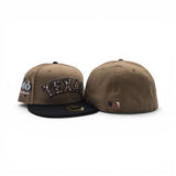 Khaki Texas Rangers Black Cow Print Logo Visor Pink Bottom 40th Anniversary Side Patch New Era 59Fifty Fitted