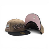 Khaki Texas Rangers Black Cow Print Logo Visor Pink Bottom 40th Anniversary Side Patch New Era 59Fifty Fitted