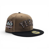Khaki Texas Rangers Black Cow Print Logo Visor Pink Bottom 40th Anniversary Side Patch New Era 59Fifty Fitted